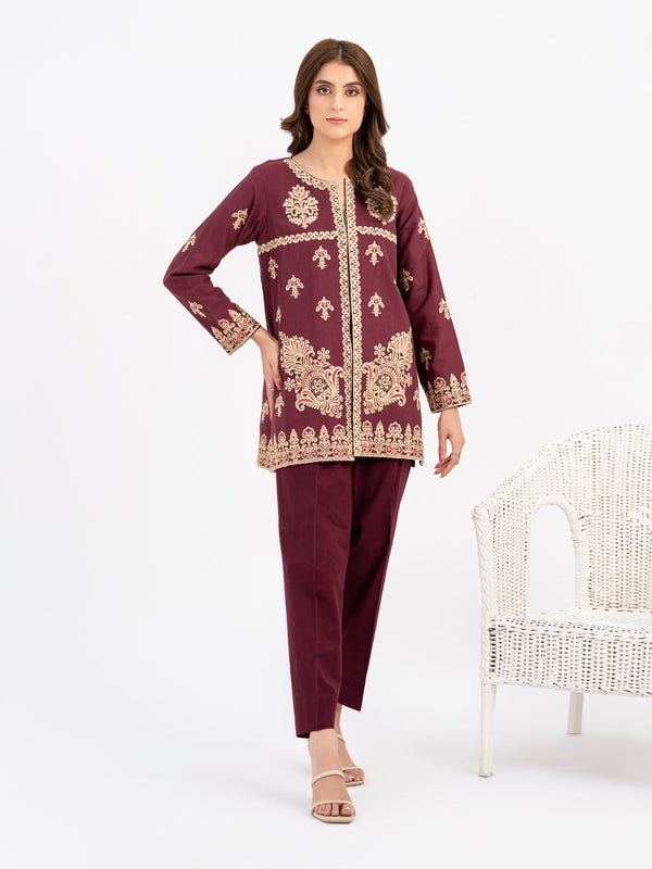 Limelight Embroidered Khaddar Cardigan(Pret)