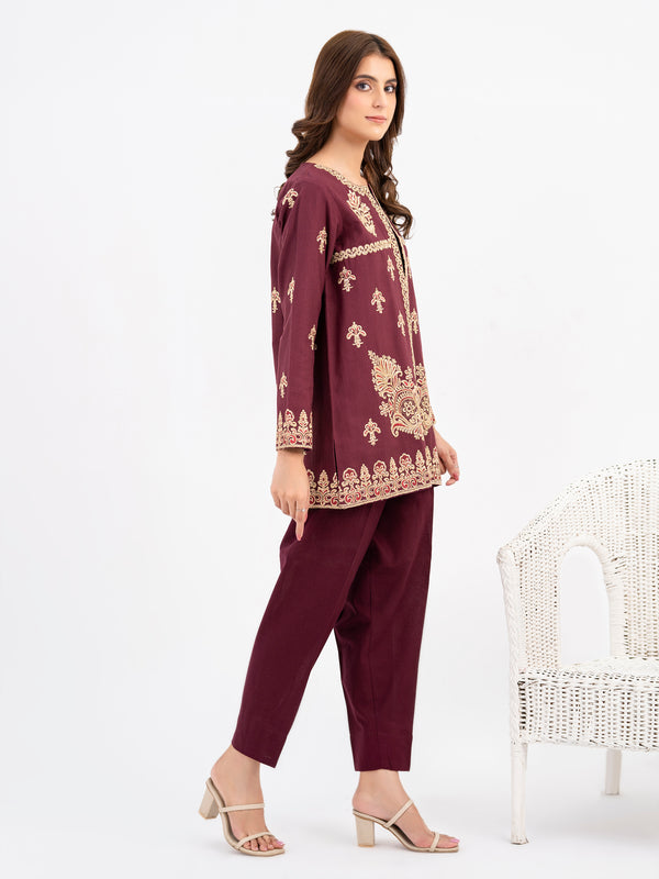 Limelight Embroidered Khaddar Cardigan(Pret)
