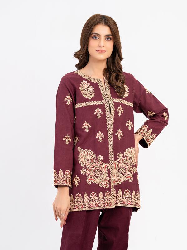limelight Embroidered Khaddar Cardigan(Pret)