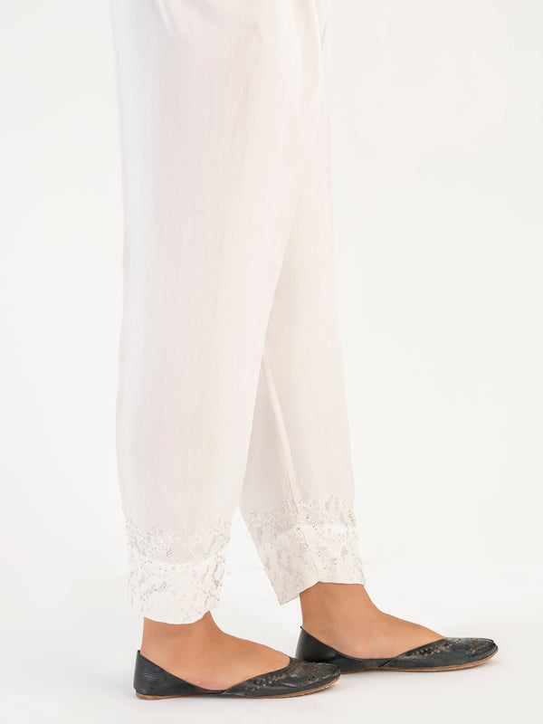 Limelight Embroidered Raw Silk Trouser(Pret)