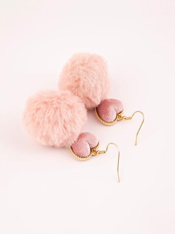 Limelight Heart Pompom Drop Earrings