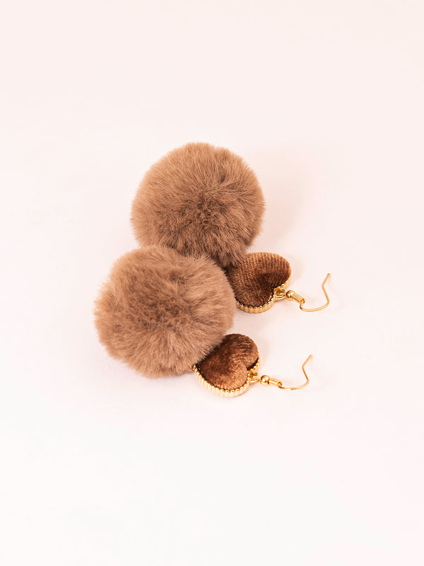 Limelight Heart Pompom Drop Earrings
