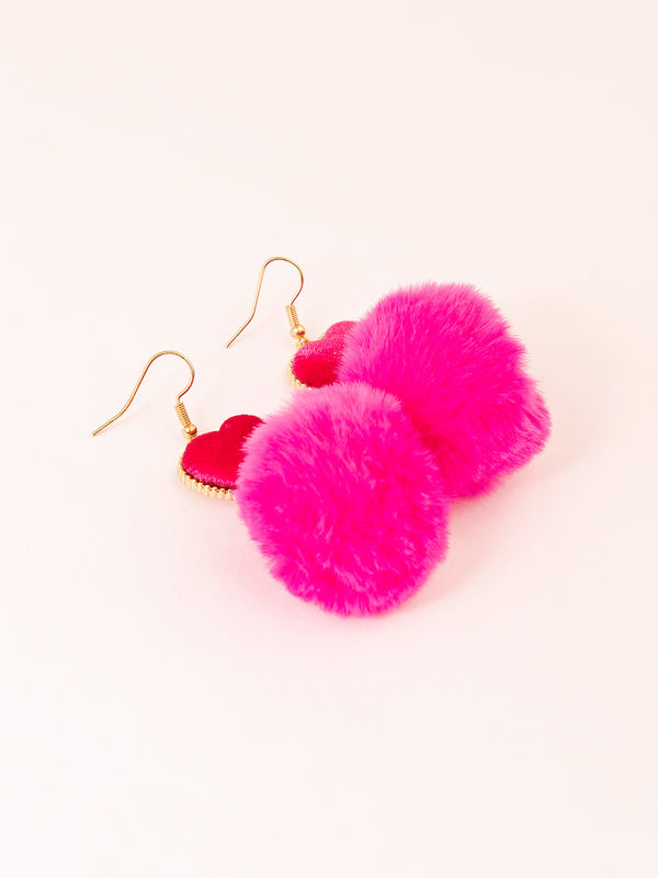limelight Heart Pompom Drop Earrings
