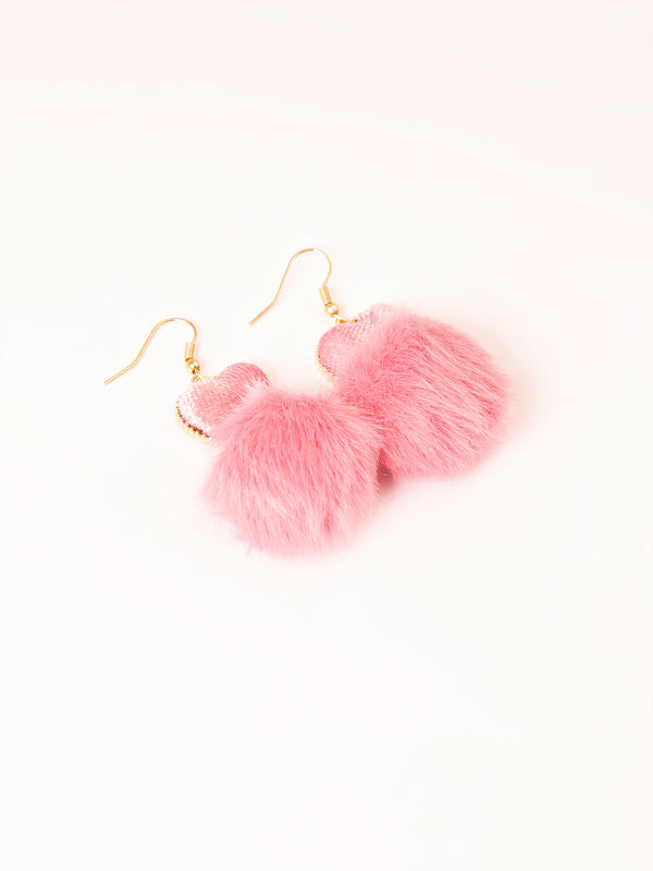 Limelight Heart Pompom Drop Earrings