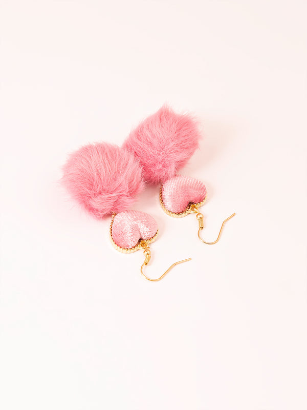 Limelight Heart Pompom Drop Earrings