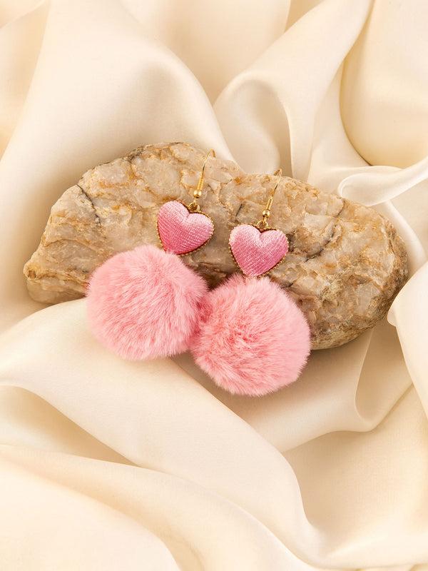 limelight Heart Pompom Drop Earrings