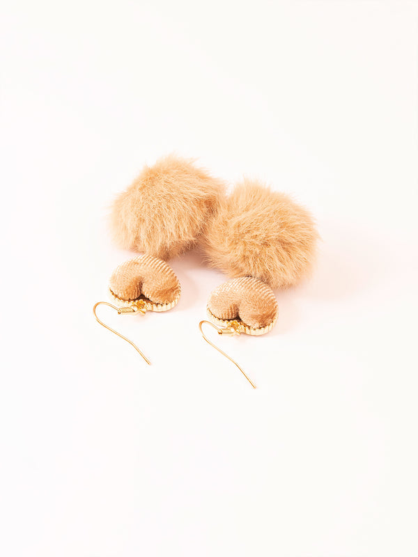 Limelight Heart Pompom Drop Earrings