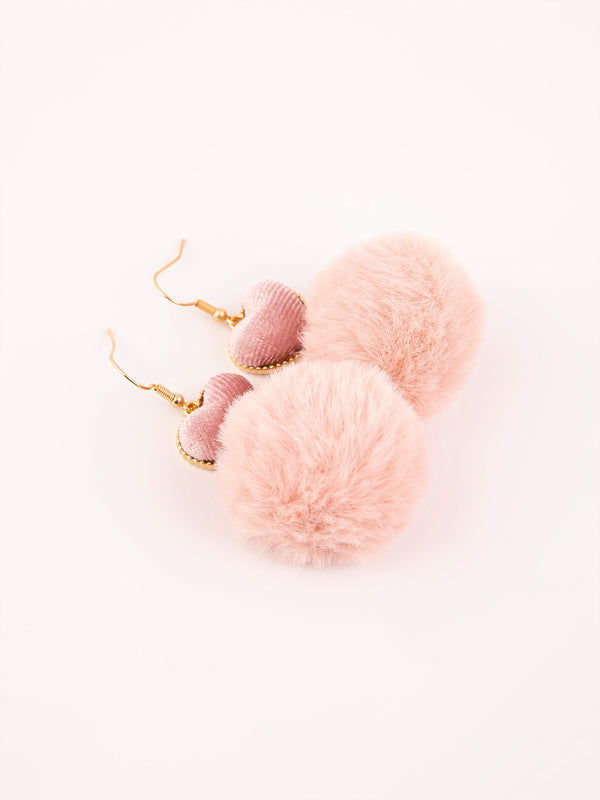 limelight Heart Pompom Drop Earrings