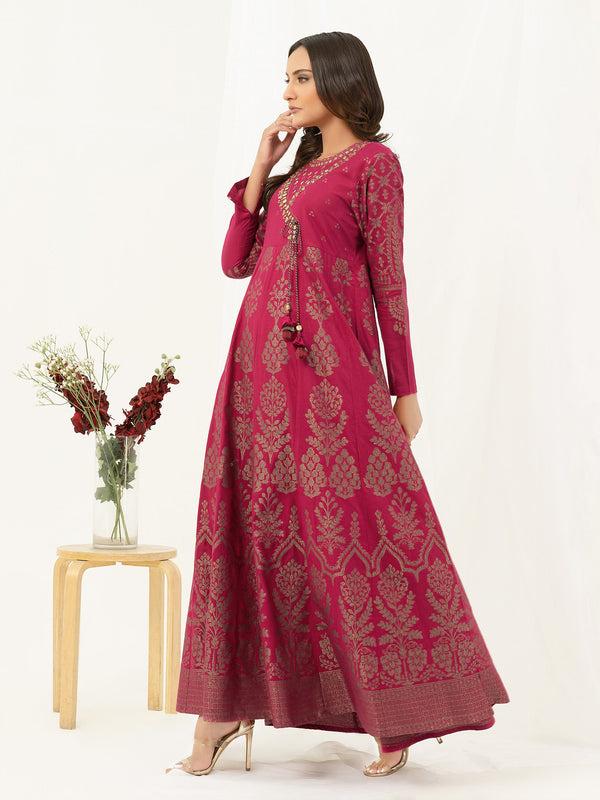 Limelight Jacquard Frock-Embellished (Pret)