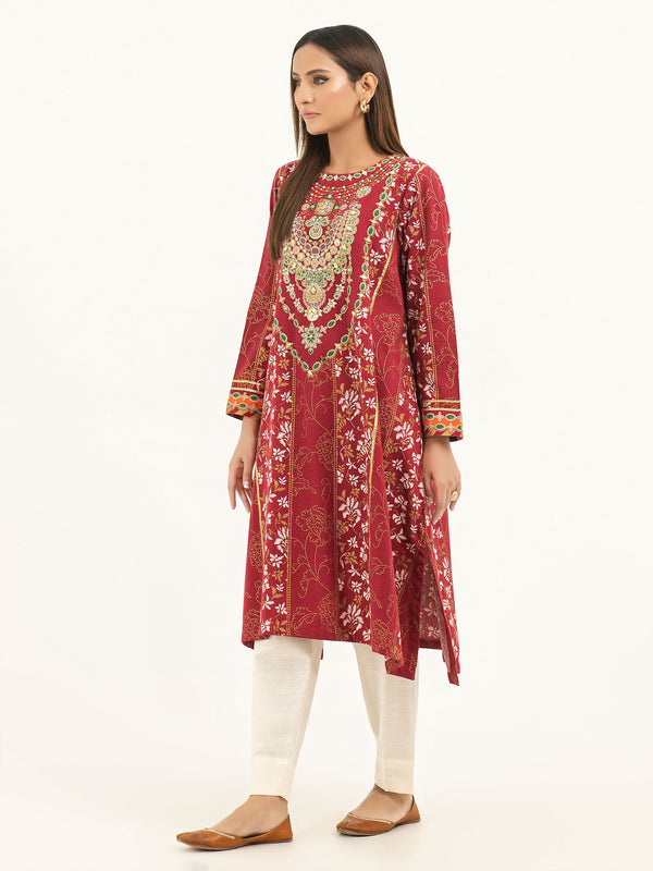 Limelight Khaddar Shirt-Gold Paste Print (Pret)