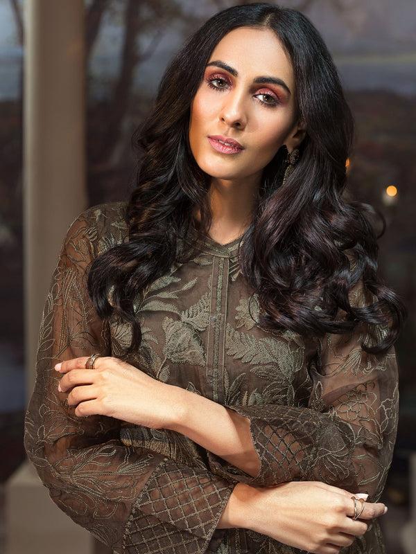 Limelight Organza Shirt-Embroidered (Unstitched)