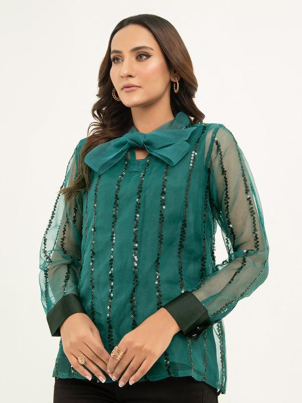 Limelight Organza Top With Inner -Embellished