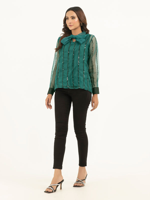 Limelight Organza Top With Inner -Embellished