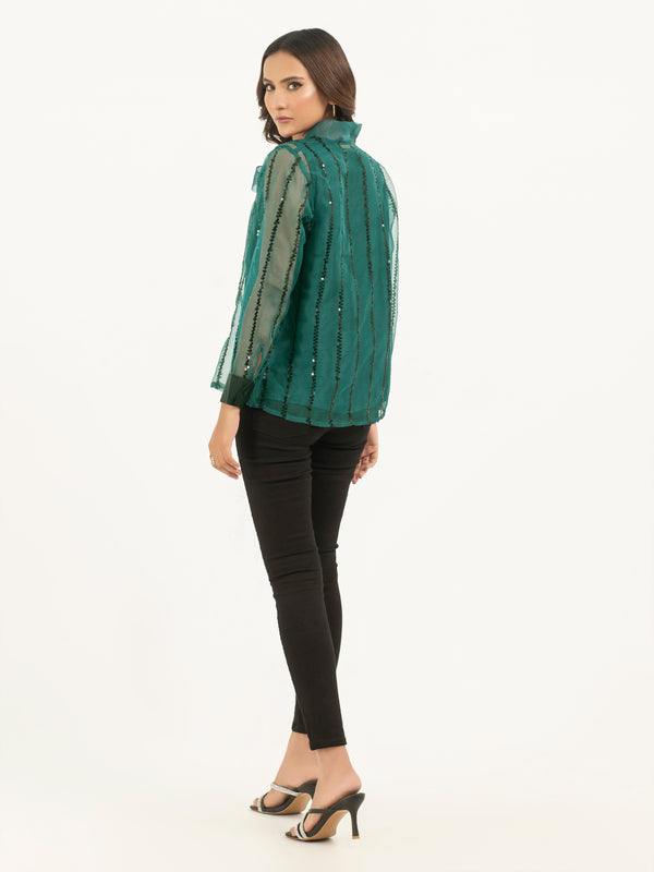 Limelight Organza Top With Inner -Embellished