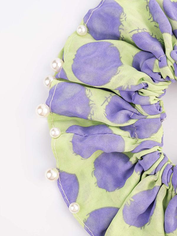 Limelight Pearl Embellished Printed Hair Tie