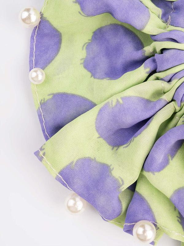 Limelight Pearl Embellished Printed Hair Tie