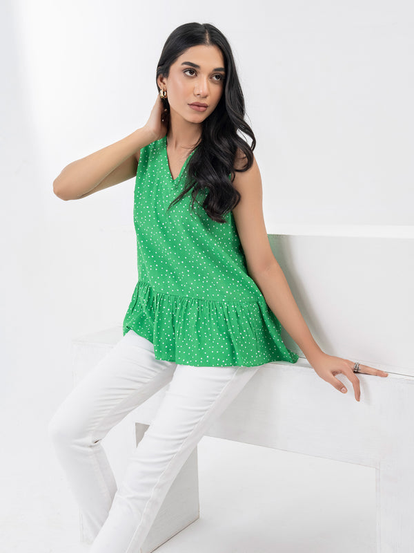 Limelight Printed Raw Silk Top