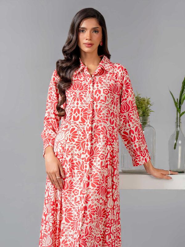 Limelight Printed Viscose Dress Coral