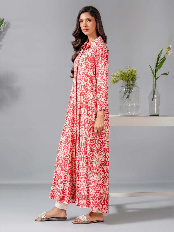Limelight Printed Viscose Dress Coral