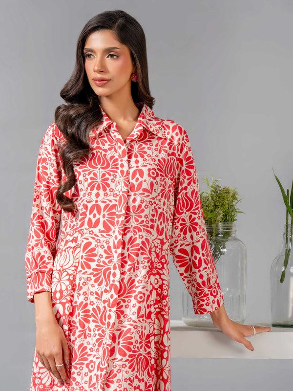 Limelight Printed Viscose Dress Coral