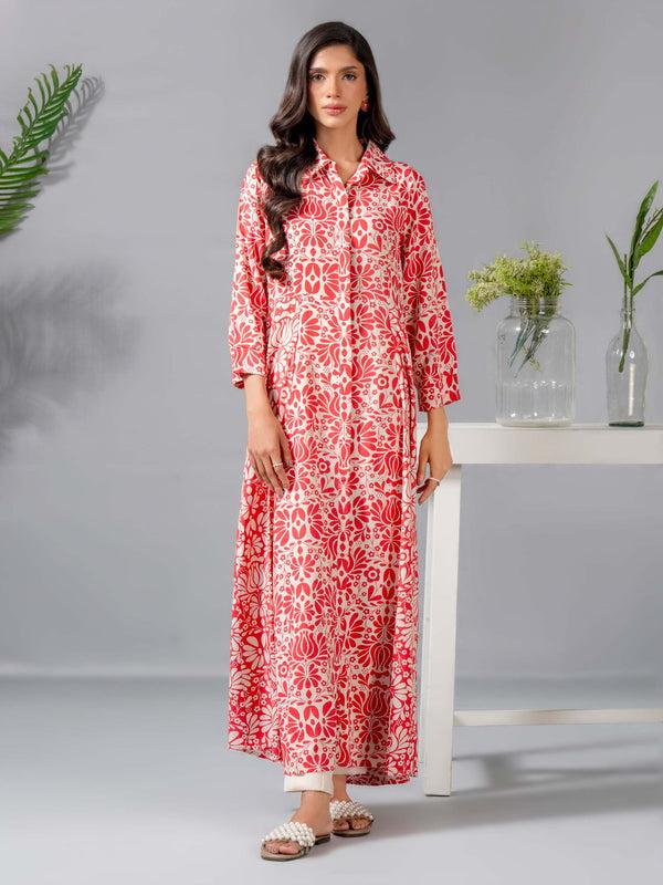 limelight Printed Viscose Dress Coral