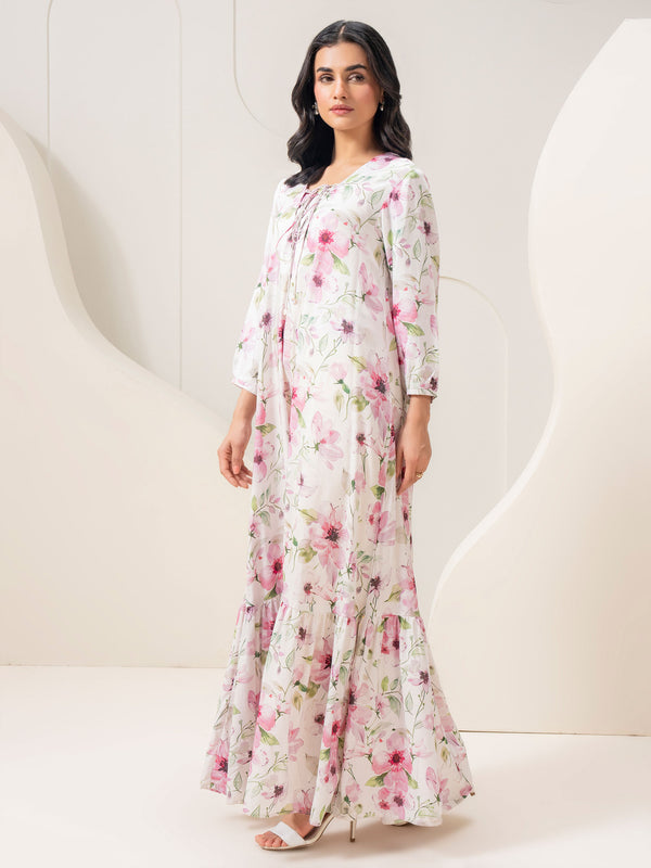 Limelight Printed Viscose Dress Off White