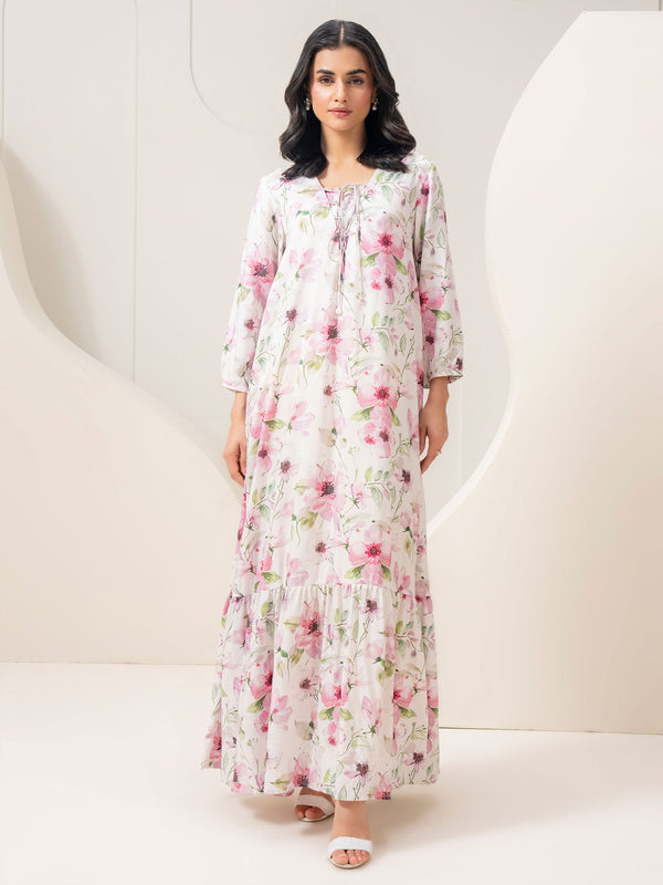 limelight Printed Viscose Dress Off White
