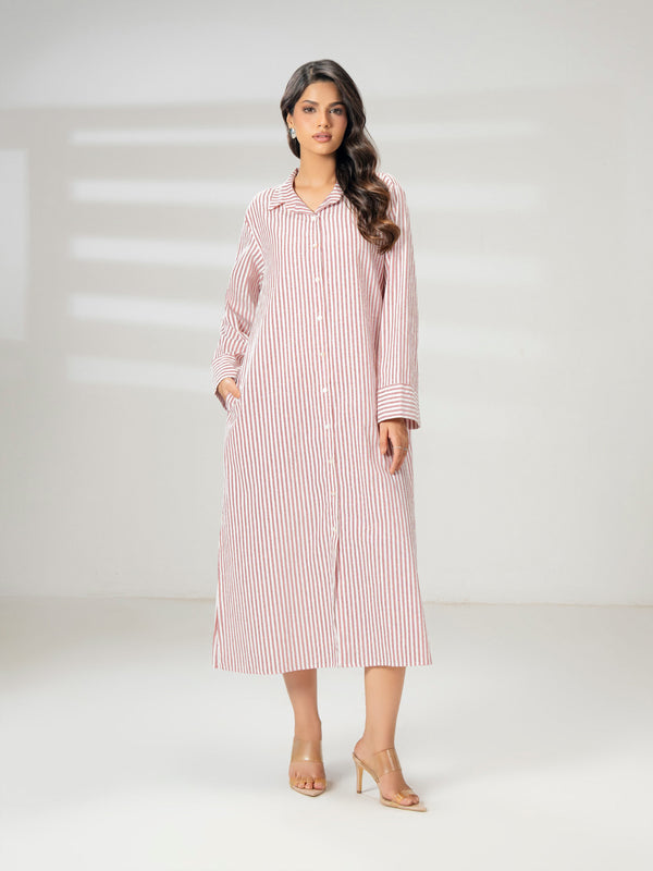 Limelight Printed Yarn Dyed Dress Brown