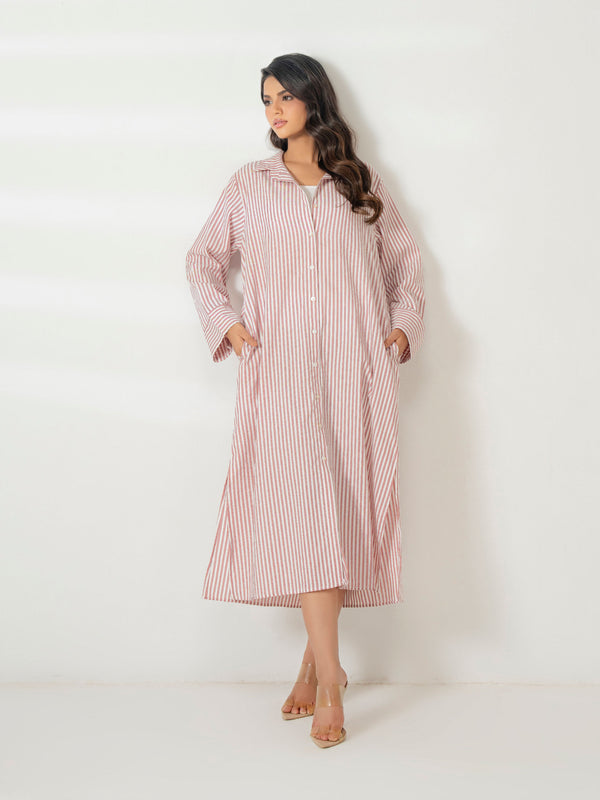 limelight Printed Yarn Dyed Dress Brown