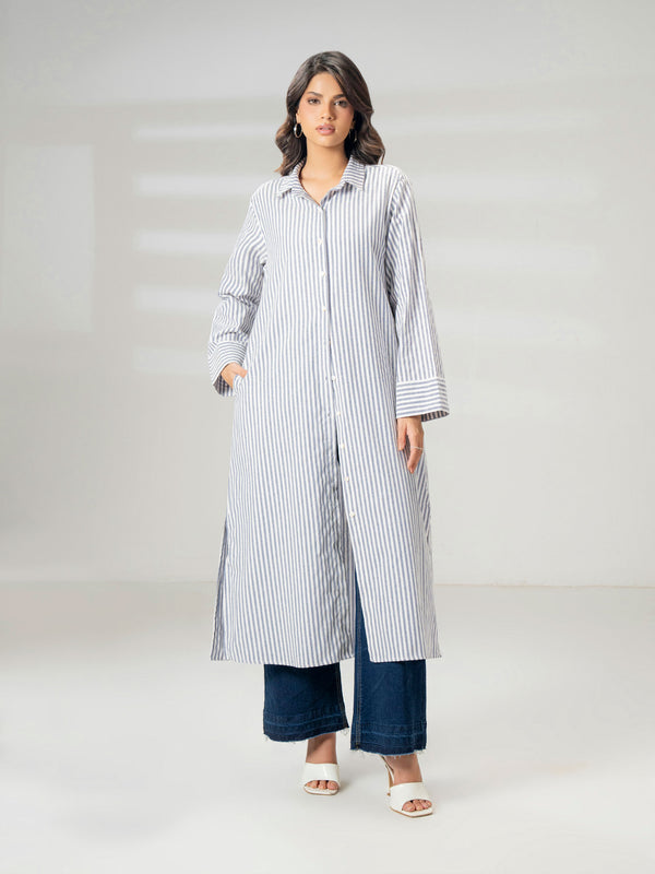 limelight Printed Yarn Dyed Dress Navy