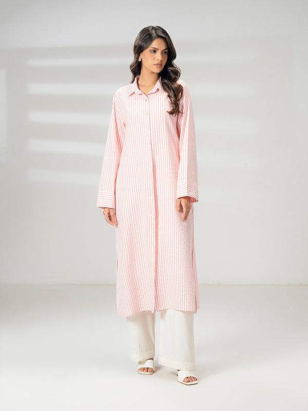 Limelight Printed Yarn Dyed Dress Peach