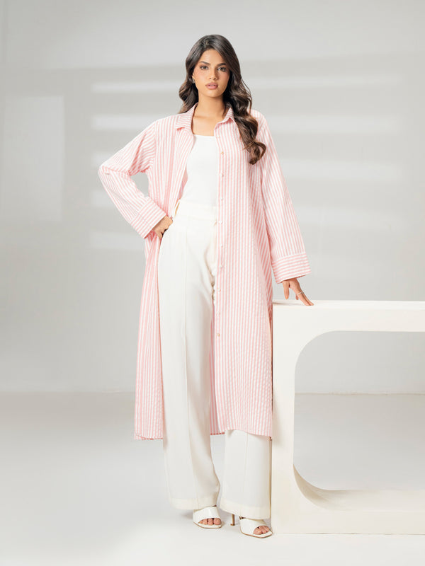 Limelight Printed Yarn Dyed Dress Peach