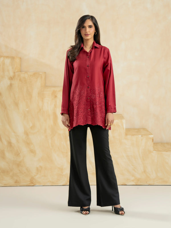 Limelight Satin Kurti-Embroidered (Pret)