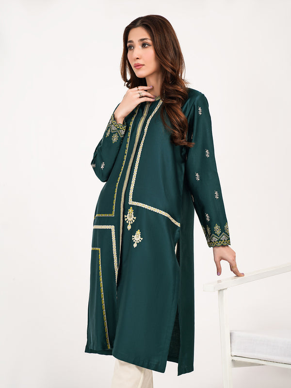 Limelight Satin Shirt-Embroidered(Pret)