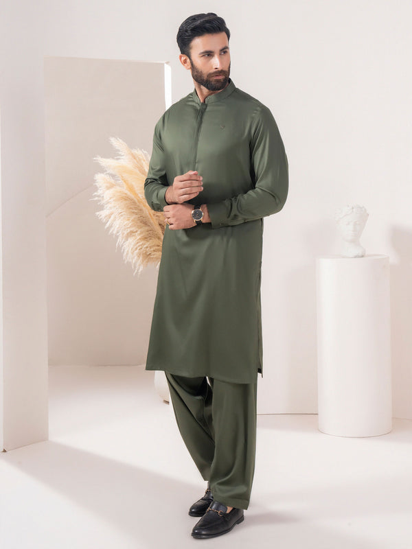 limelight Satin Suit Army Green