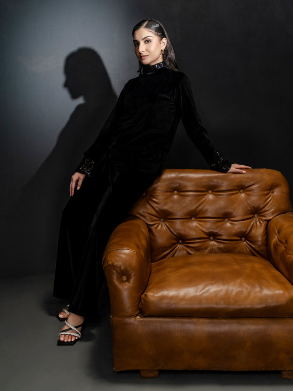 Limelight Sequin Embellished Velour Top