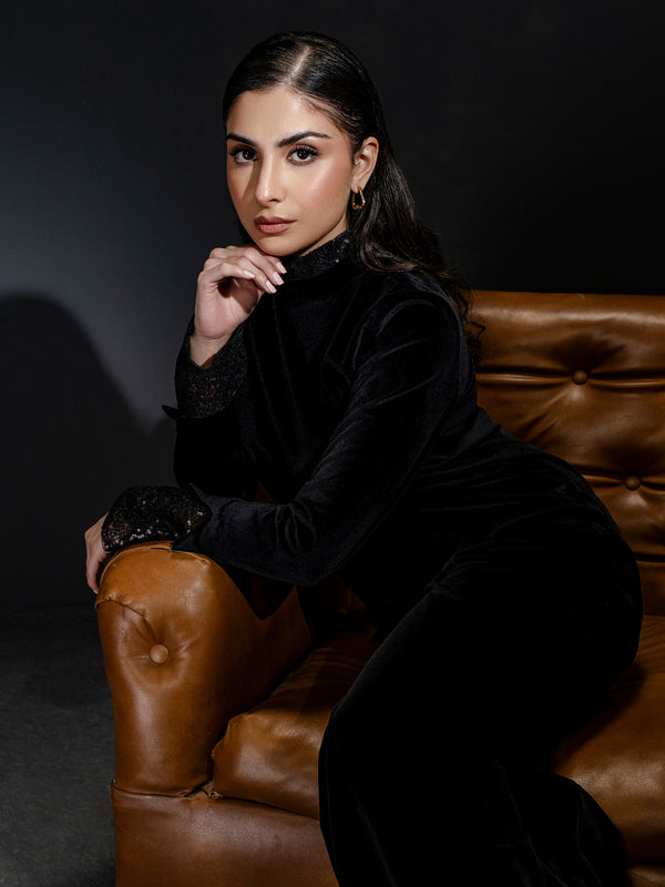 Limelight Sequin Embellished Velour Top