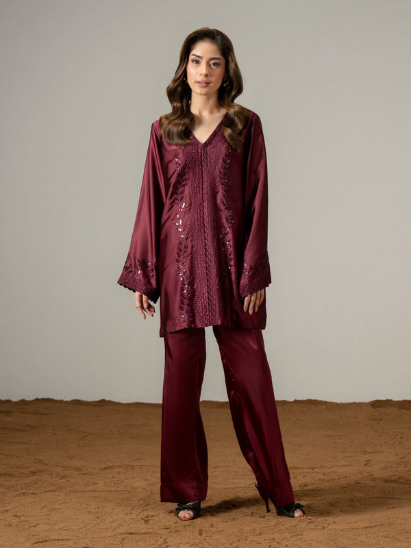 Limelight Silk Co Ord Set- Embroidered