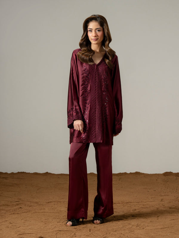 Limelight Silk Co Ord Set- Embroidered