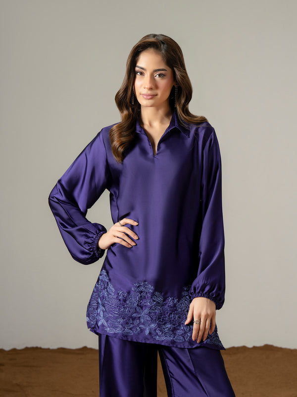 Limelight Silk Co Ord Set-Embroidered