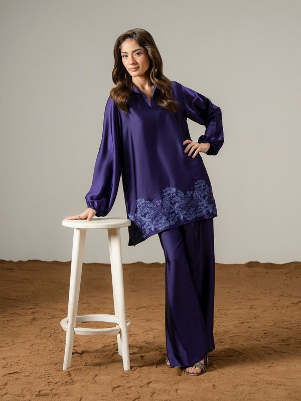 Limelight Silk Co Ord Set-Embroidered