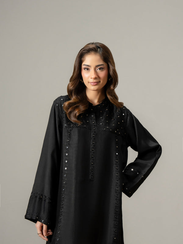 Limelight Silk Kurti-Embroidered (Pret) Black