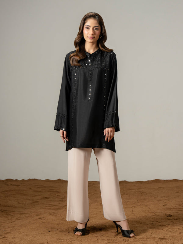 limelight Silk Kurti-Embroidered (Pret) Black