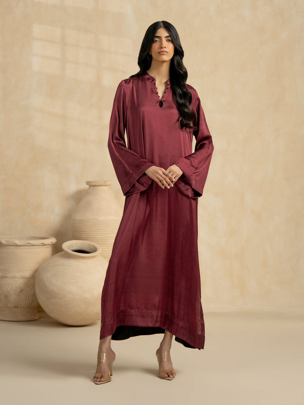 Limelight Silk Shirt-Printed (Pret) Maroon