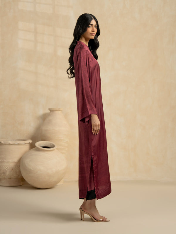 Limelight Silk Shirt-Printed (Pret) Maroon