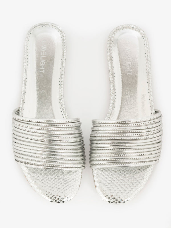 Limelight Textured Slide Flats Silver