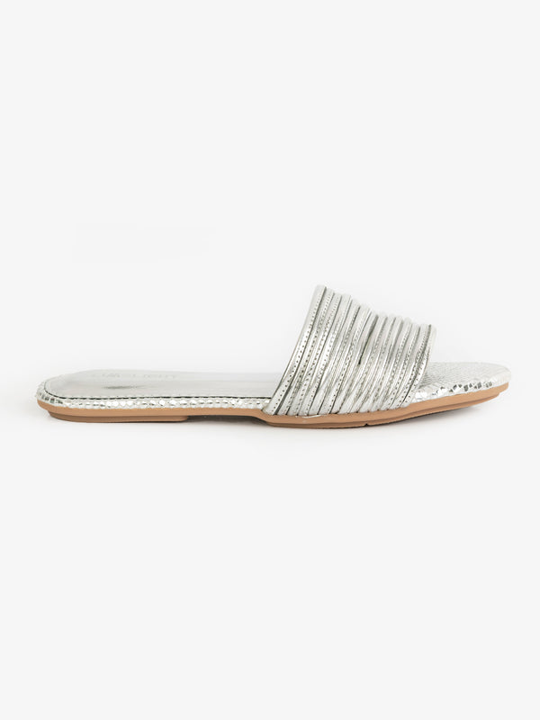 Limelight Textured Slide Flats Silver