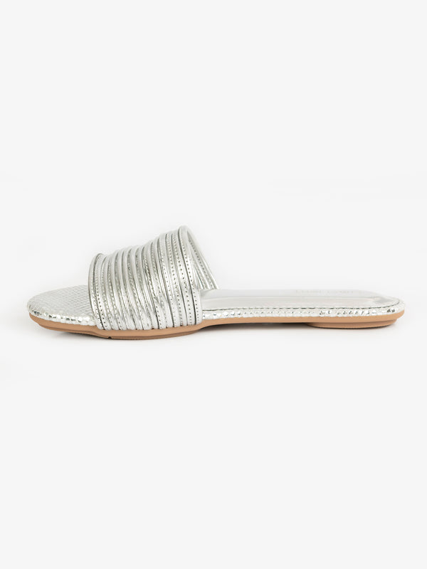 Limelight Textured Slide Flats Silver