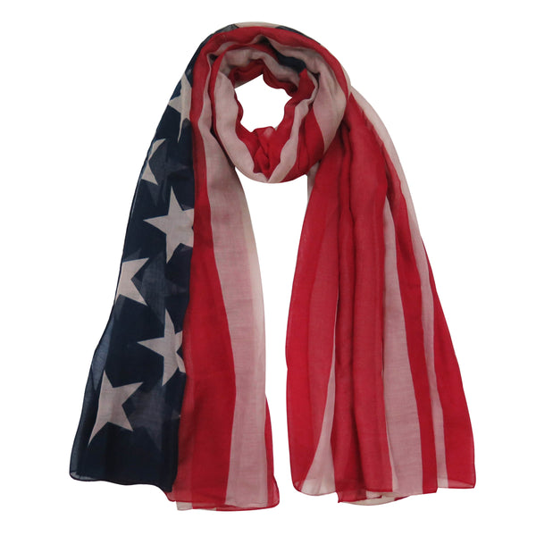 lina & Lily American Flag Print Women's Scarf Lightweight For All Seasons