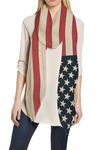 lina & lily American Flag Print Women's Scarf Lightweight for All Seasons